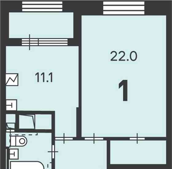 1-комн. квартира, 44 м2, 2/17 эт. Москва