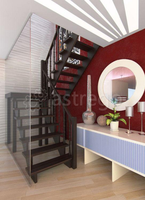 Деревянная лестница с поворотом ЛЕС-62 универсальная маршевая Новосибирск - изображение 1