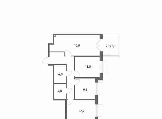 3-комн. квартира, 74.9 м2, 1/8 эт. Санкт-Петербург