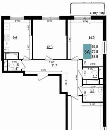 3-комн. квартира, 81 м2, 24/25 эт. Одинцово