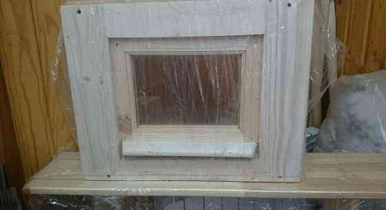 Окно деревянное банное, двойное стекло с подоконником, фурнитура 400х600 мм Пермь