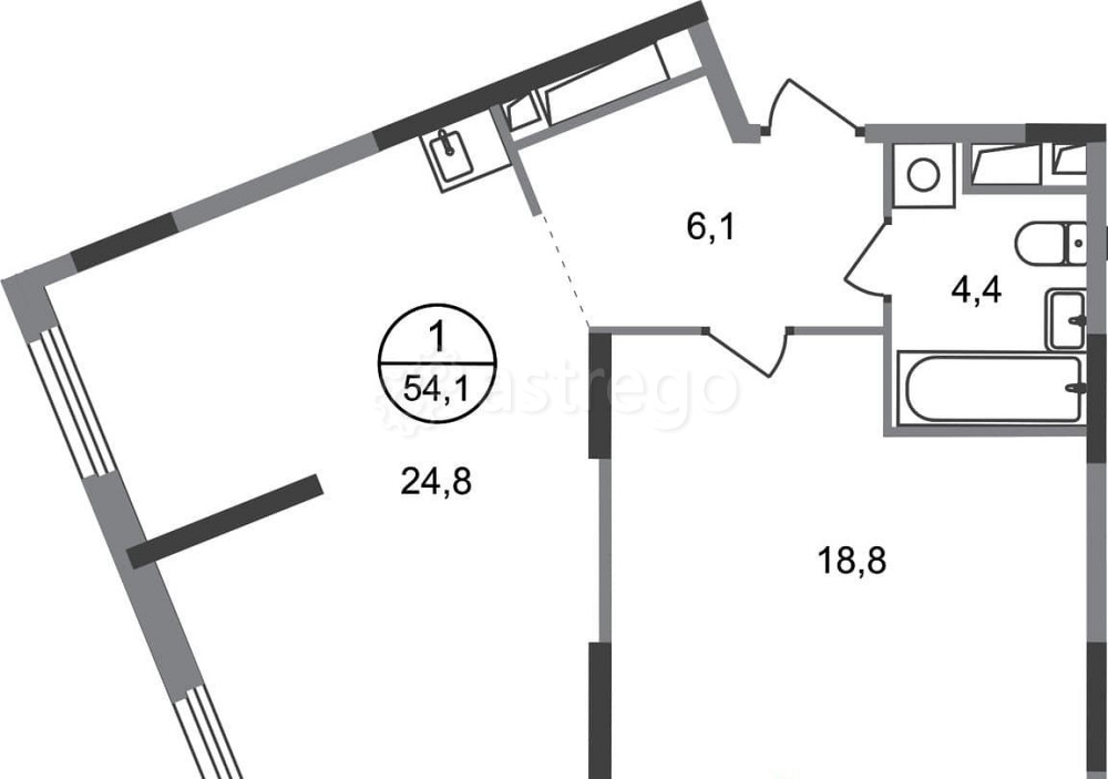 1-комн. квартира, 54 м2, 16/17 эт. Москва - изображение 1