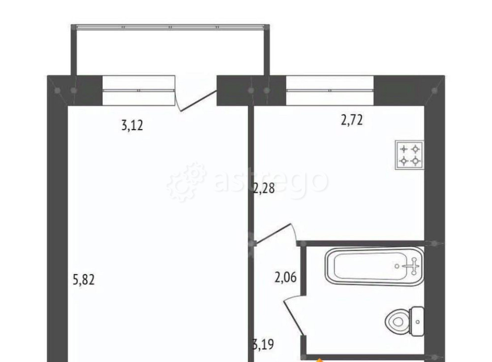 1-комн. квартира, 33.4 м2, 4/5 эт. Белогорск - изображение 6
