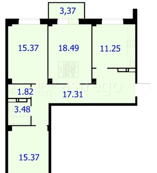 3-комн. квартира, 84.1 м2, 3/9 эт. Красноярск - изображение 1