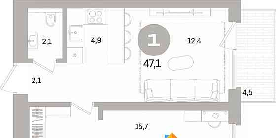 1-комн. квартира, 47.12 м2, 4/7 эт. Санкт-Петербург