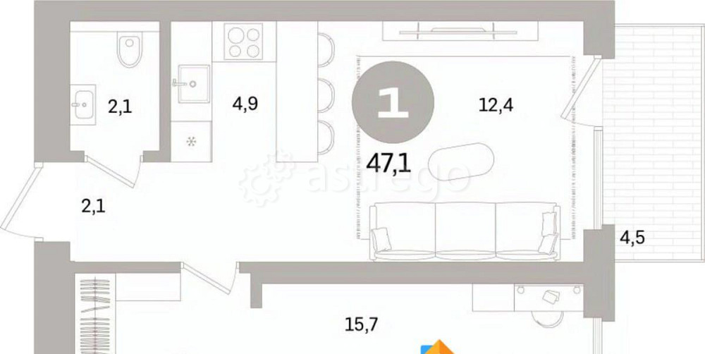 1-комн. квартира, 47.12 м2, 4/7 эт. Санкт-Петербург - изображение 6