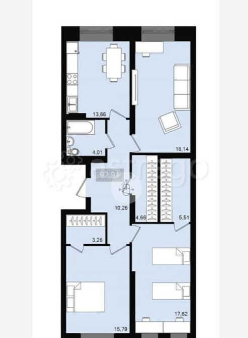 3-комн. квартира, 92.91 м2, 8/20 эт. Красноярск - изображение 1