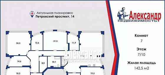 6-комн. квартира, 270.2 м2, 7/10 эт. Санкт-Петербург