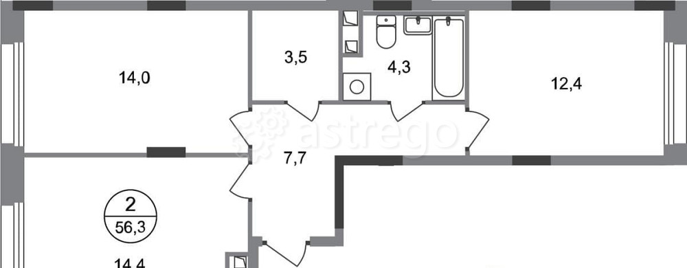 2-комн. квартира, 56 м2, 2/17 эт. Москва - изображение 1