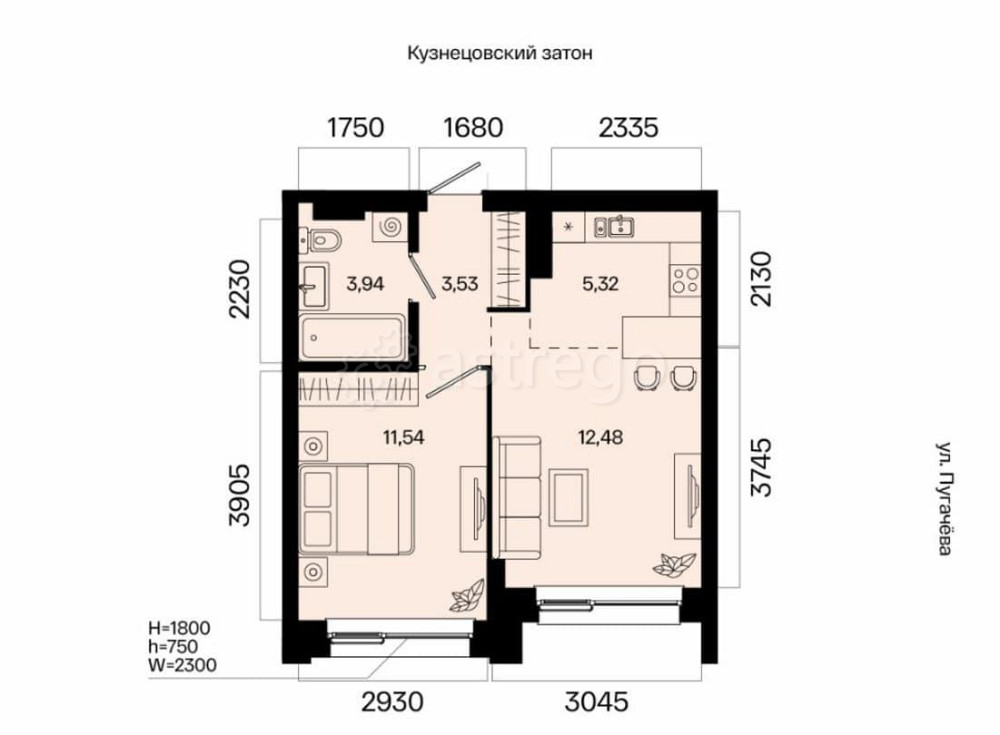 2-комн. квартира, 36.81 м2, 6/31 эт. Уфа - изображение 1