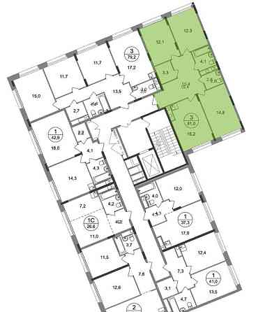 3-комн. квартира, 81 м2, 8/17 эт. Москва