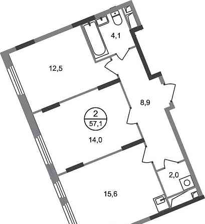 2-комн. квартира, 57 м2, 16/17 эт. Москва