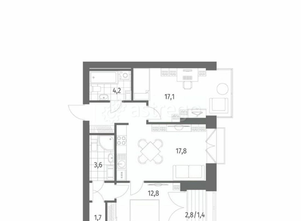 2-комн. квартира, 69.1 м2, 13/13 эт. Санкт-Петербург - изображение 7