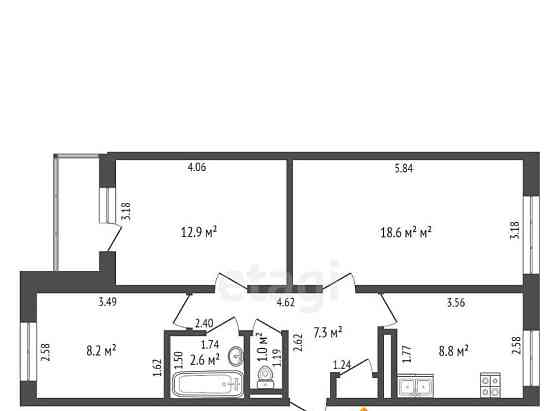 3-комн. квартира, 62 м2, 5/5 эт. Коряжма