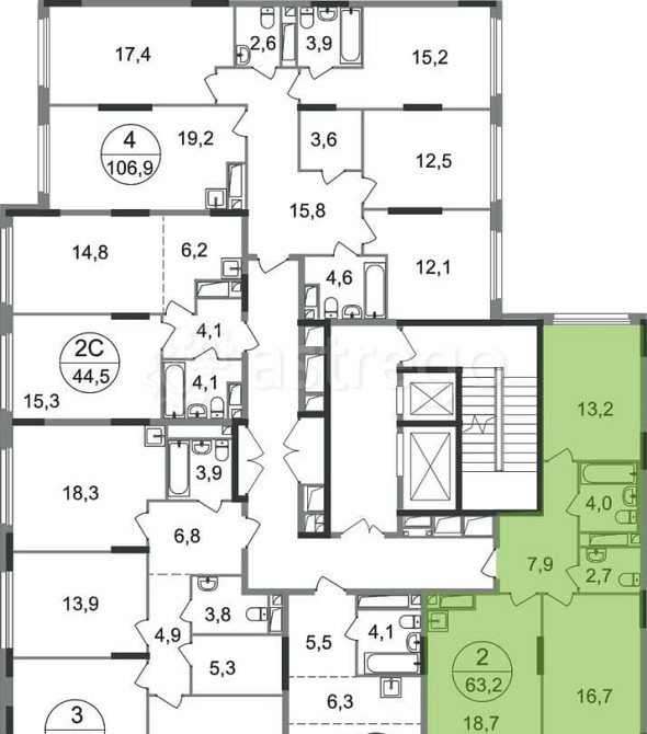 2-комн. квартира, 63 м2, 13/17 эт. Москва - изображение 5