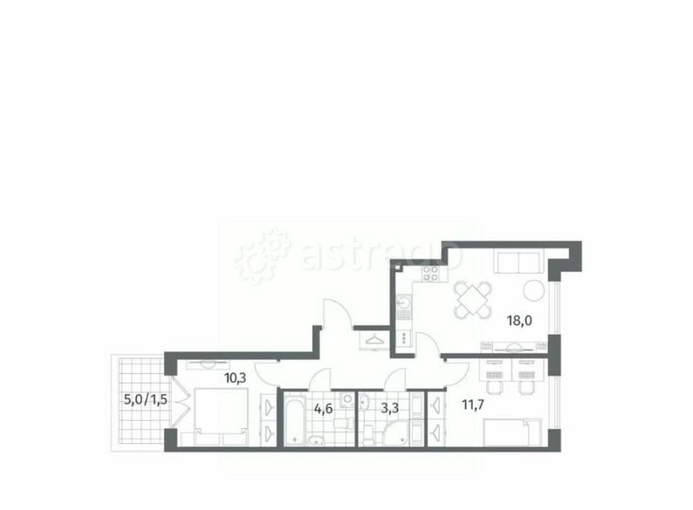 2-комн. квартира, 57.3 м2, 8/8 эт. Санкт-Петербург - изображение 7