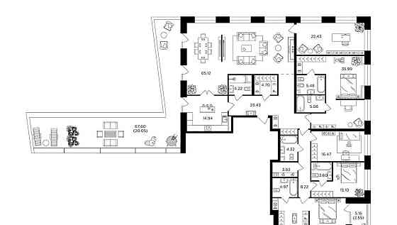 6-комн. квартира, 284.04 м2, 19/19 эт. Москва