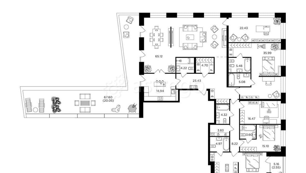 6-комн. квартира, 284.04 м2, 19/19 эт. Москва - изображение 1