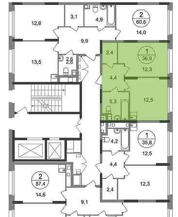 1-комн. квартира, 36 м2, 2/17 эт. Москва