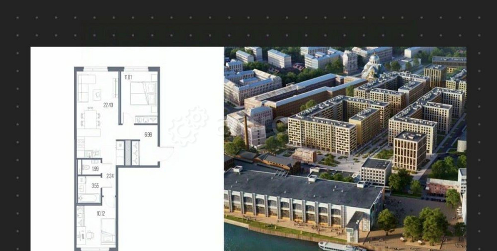 2-комн. квартира, 58.4 м2, 7/10 эт. Санкт-Петербург - изображение 1
