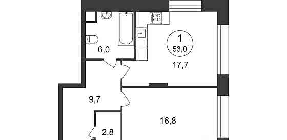 1-комн. квартира, 53 м2, 1/12 эт. Москва