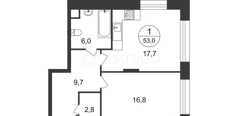 1-комн. квартира, 53 м2, 1/12 эт. Москва - изображение 1