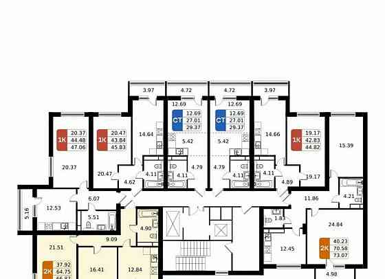 2-комн. квартира, 66.87 м2, 6/17 эт. Домодедово