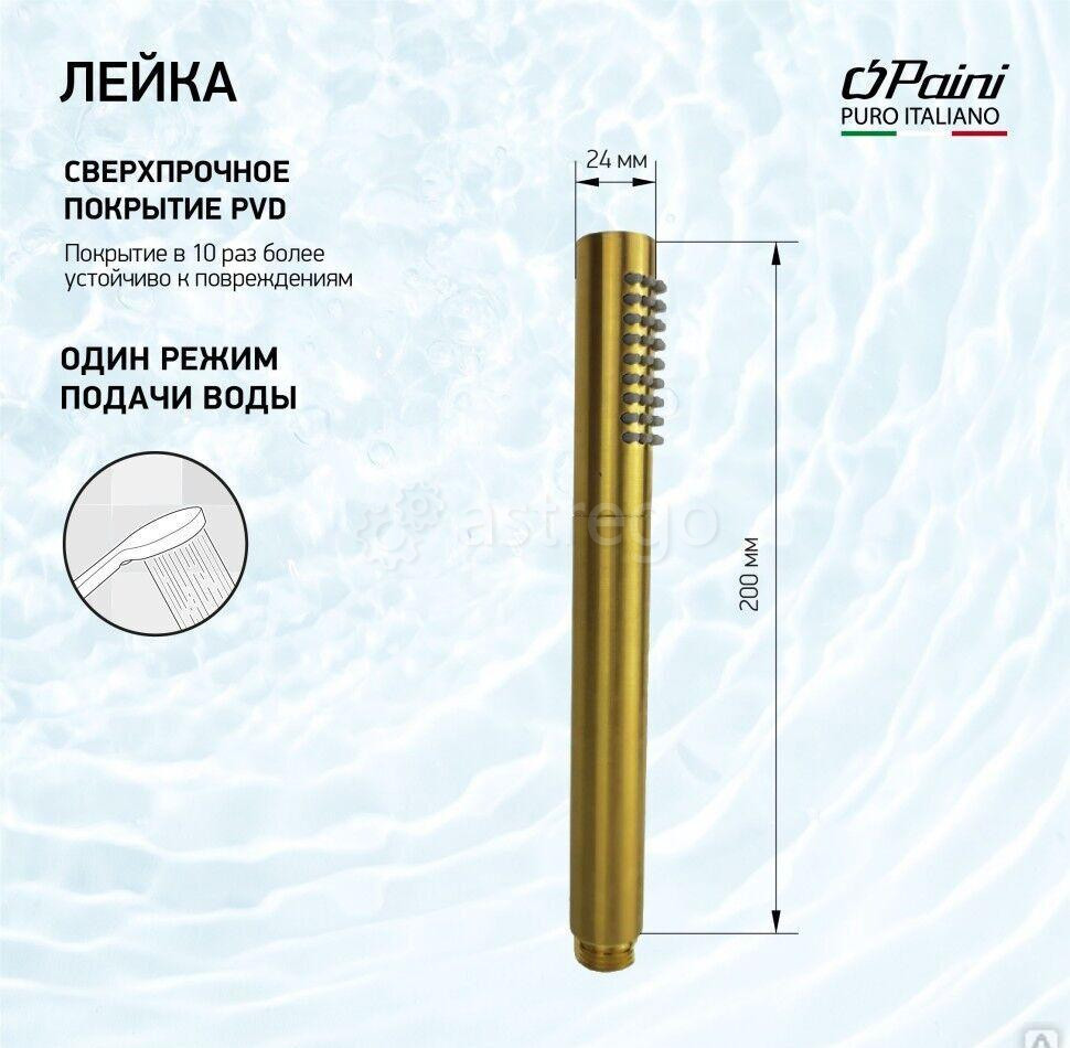 Душевая лейка ручная PAINI круглая латунь, брашированное золото PVD Новосибирск - изображение 1