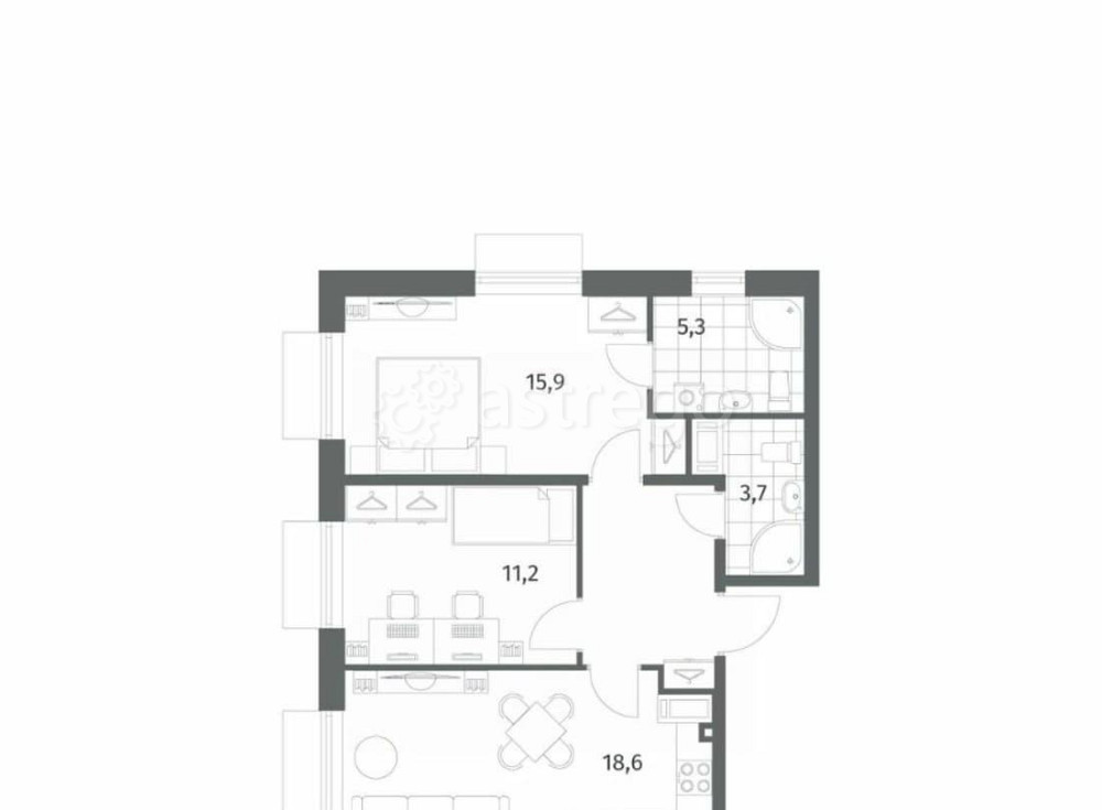 2-комн. квартира, 61.9 м2, 4/8 эт. Санкт-Петербург - изображение 5