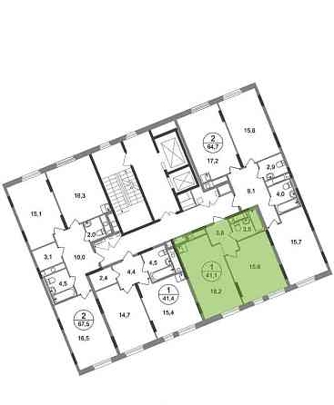 1-комн. квартира, 41 м2, 13/17 эт. Москва