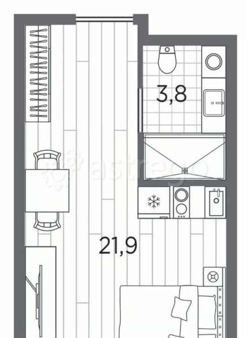 1-комн. апарт-ы, 25.7 м2, 6/13 эт. Санкт-Петербург - изображение 1