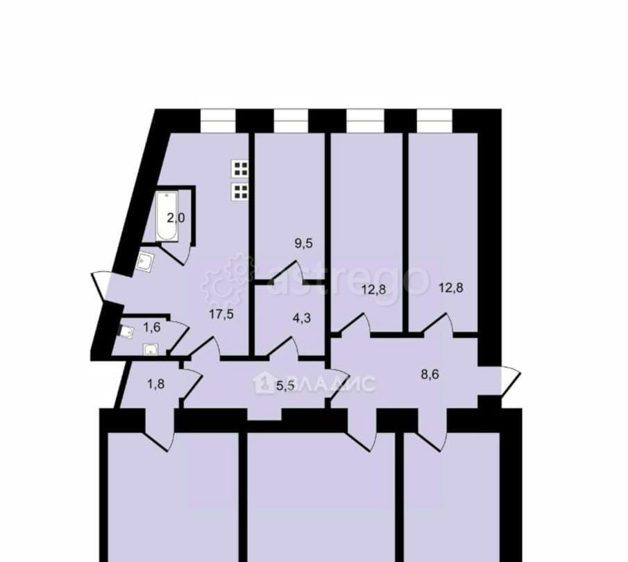 6-комн. квартира, 142.6 м2, 1/5 эт. Санкт-Петербург - изображение 1