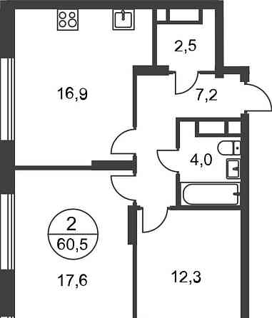 2-комн. квартира, 60 м2, 12/17 эт. Москва