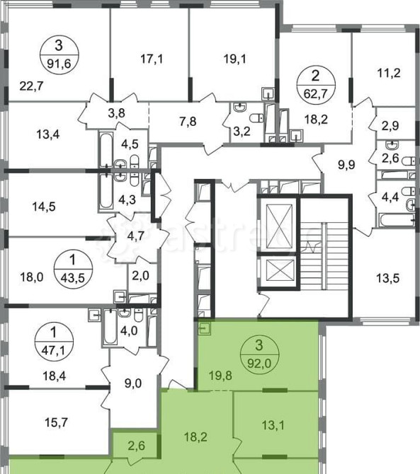 3-комн. квартира, 92 м2, 10/17 эт. Москва - изображение 5