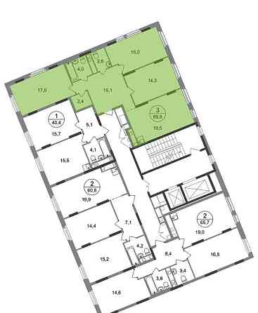 3-комн. квартира, 89 м2, 16/17 эт. Москва