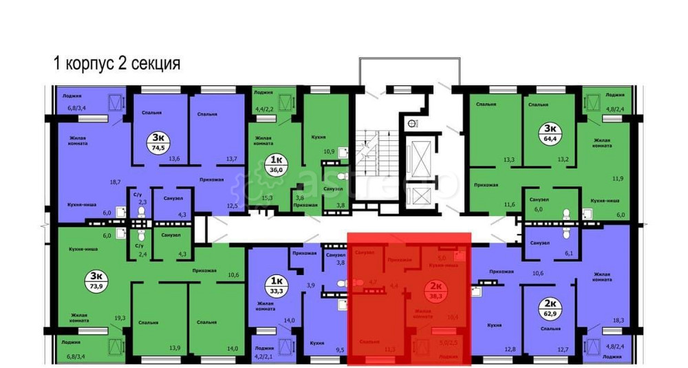 2-комн. квартира, 38.3 м2, 7/19 эт. Красноярск - изображение 3