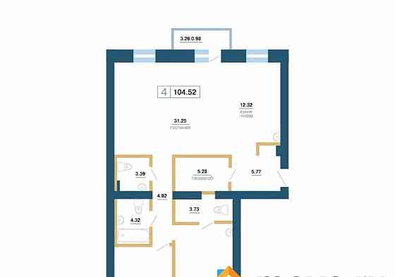 4-комн. квартира, 104.52 м2, 4/7 эт. Красноярск