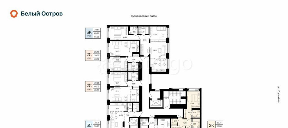 2-комн. квартира, 55.88 м2, 2/31 эт. Уфа - изображение 1