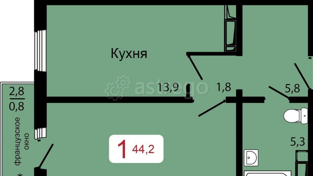 1-комн. квартира, 44.2 м2, 11/17 эт. Красноярск - изображение 4