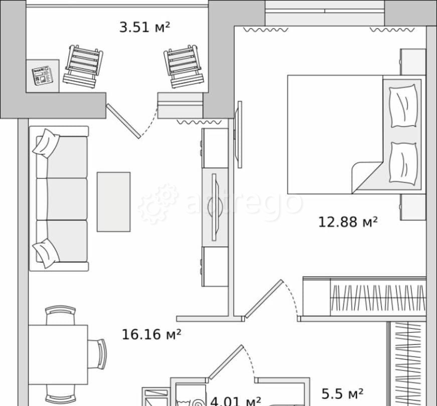 1-комн. квартира, 42.06 м2, 12/17 эт. Санкт-Петербург - изображение 2