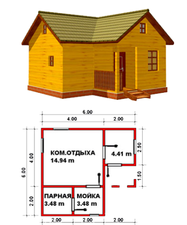 Баня из бруса- 6х6 м Новосибирск
