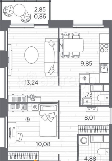 3-комн. квартира, 64.3 м2, 4/5 эт. Санкт-Петербург - изображение 1