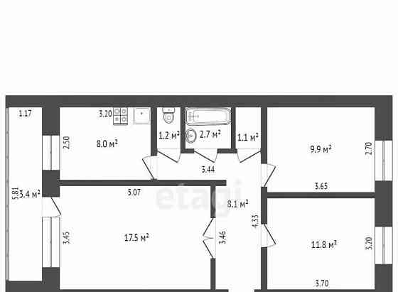 3-комн. квартира, 60.3 м2, 3/5 эт. Стерлитамак