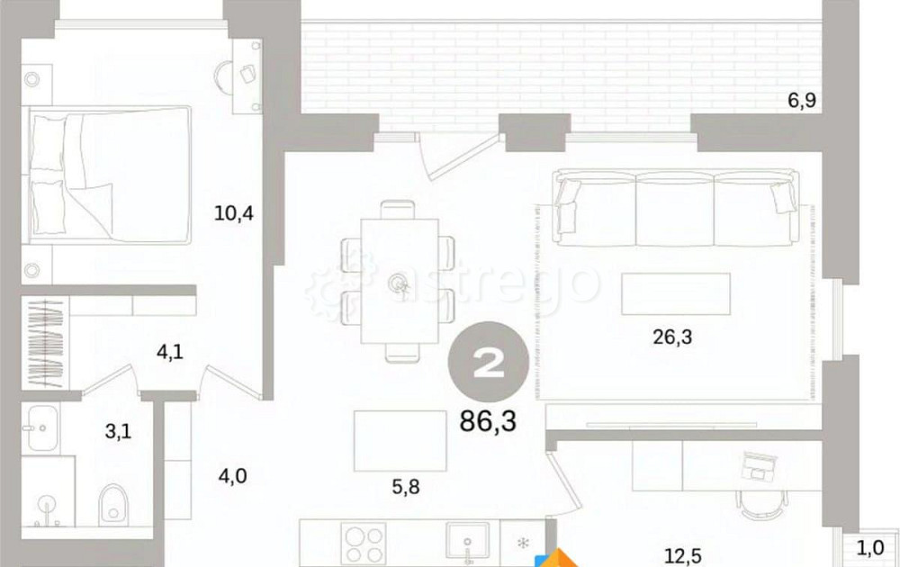2-комн. квартира, 86.26 м2, 8/15 эт. Санкт-Петербург - изображение 6