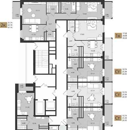 2-комн. квартира, 67.16 м2, 14/16 эт. Архангельск