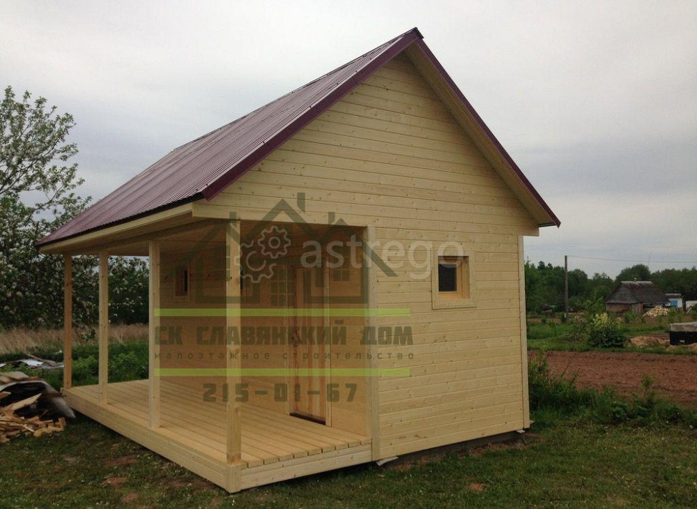 Каркасная баня 2.5х5 м с террасой 1.5х5 м, три отделения Красноярск - изображение 1