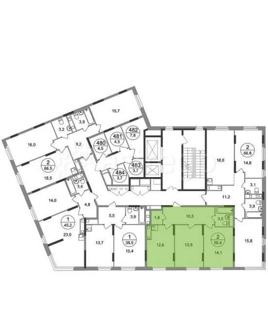 2-комн. квартира, 56 м2, 15/17 эт. Москва - изображение 4