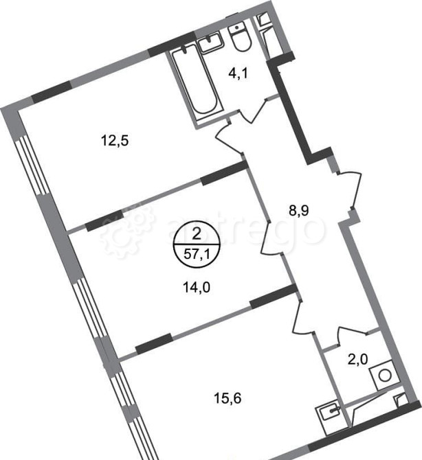 2-комн. квартира, 57 м2, 12/17 эт. Москва - изображение 1