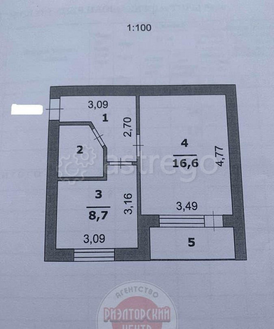 1-комн. квартира, 34.4 м2, 2/3 эт. Северный - изображение 2