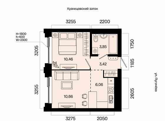 2-комн. квартира, 34.45 м2, 21/31 эт. Уфа